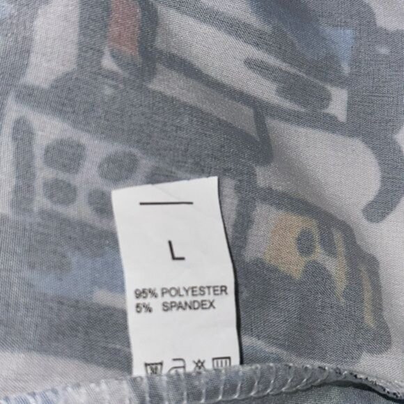 Colorful Sleeveless Cityscape A-Line Dress With Balloon Print L Polyester/Spande - Picture 4 of 5